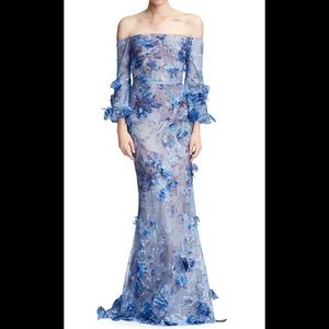 Marchesa Notte Bishop Off the shoulder gown
